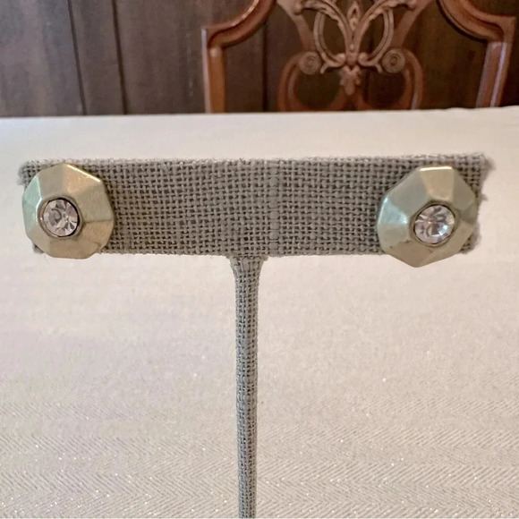 Matte Gold and Crystal Rhinestone Statement Stud Earring Lia Sophia Boho Look - Picture 3 of 9